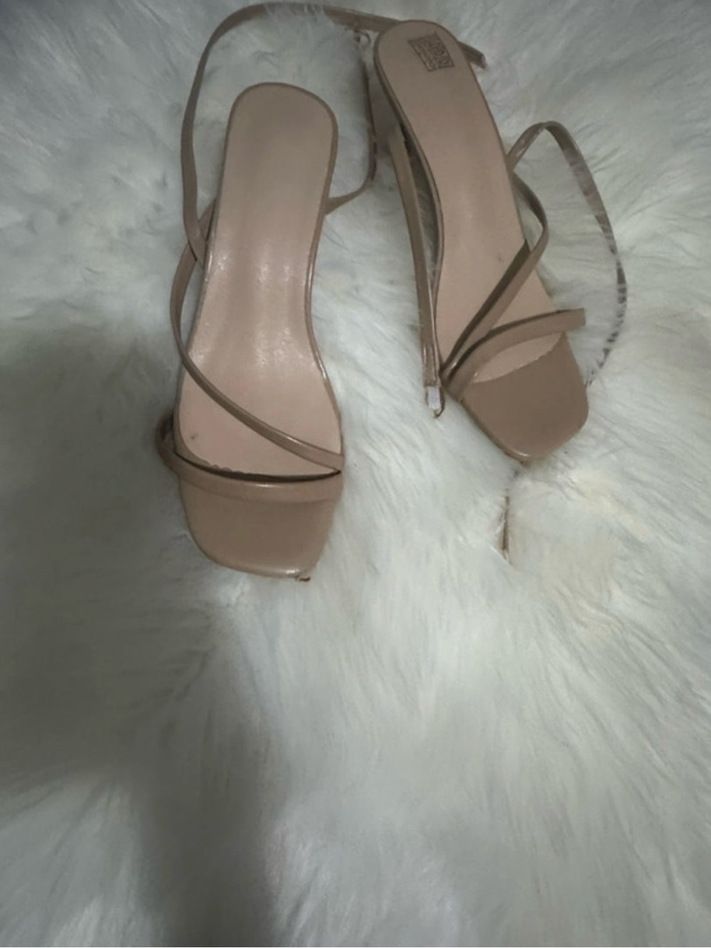 Women's Beige Strappy Block Heel Sandals